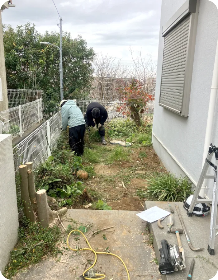 お庭の外構工事 before